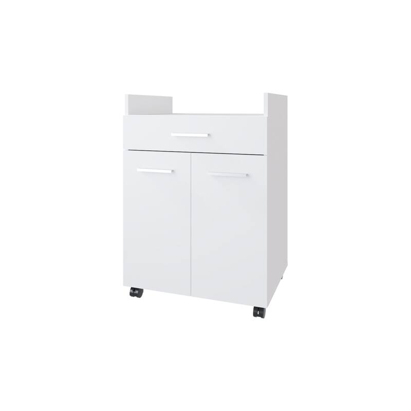 White Burnside Kitchen Cart with 2 Doors and 1 Drawer
