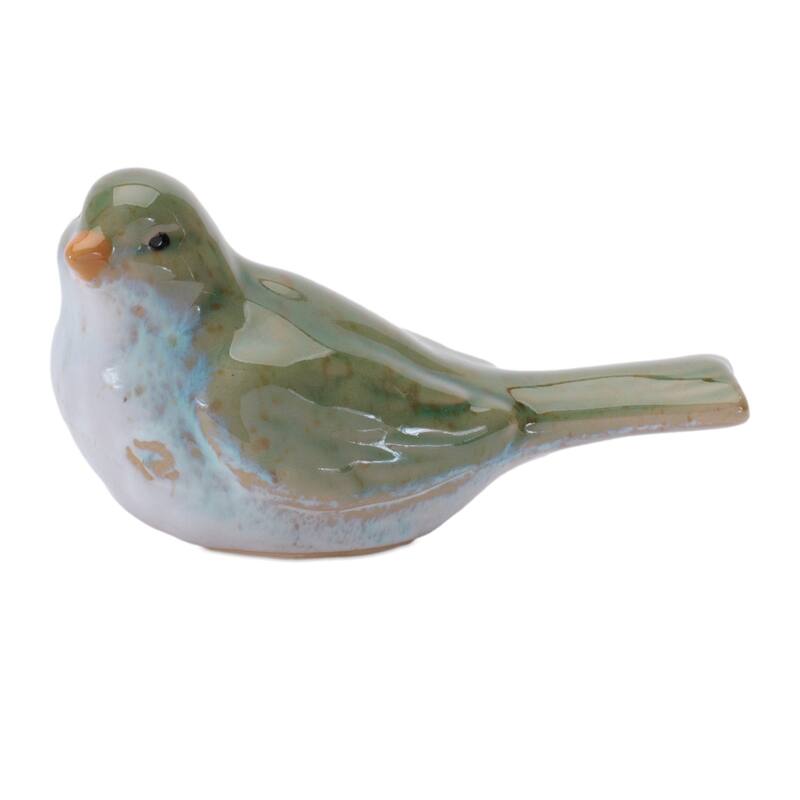 Stoneware Bird Figurines - 5.5" - Blue and Green - Set of 6