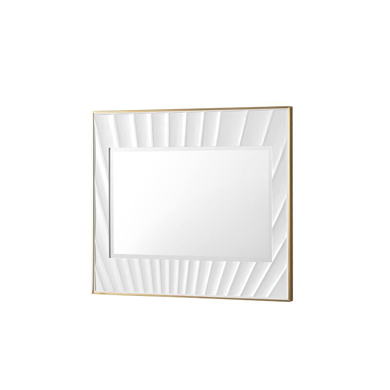 James Martin Vanities Soleil 36" Mirror, Matte White with Gold