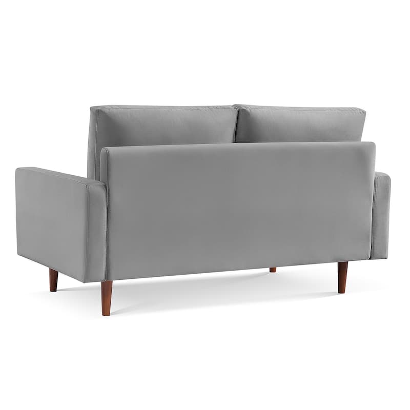 HomeRoots 69" Gray Velvet Sofa With Dark Brown Legs - 69