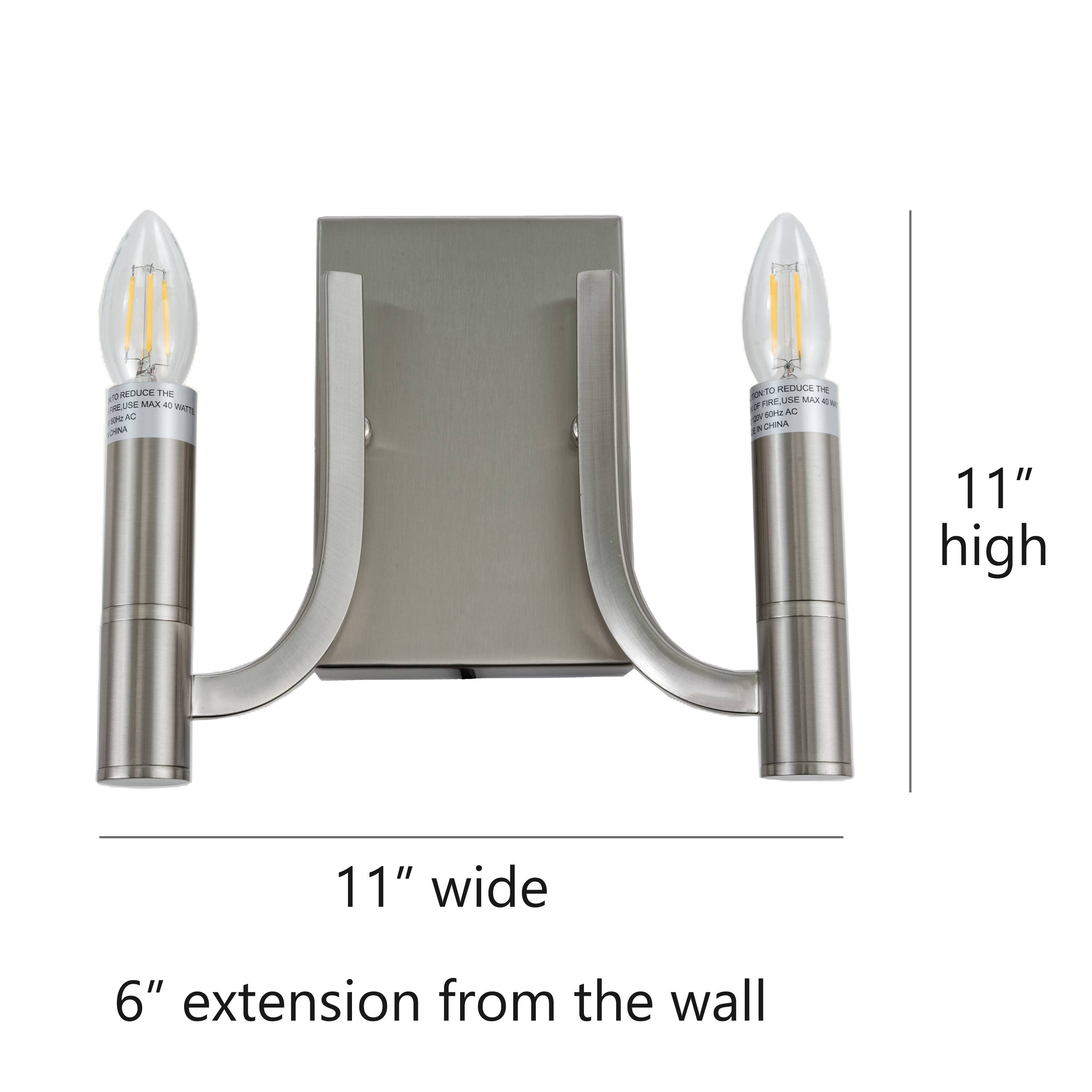 Theory 2Light Modern Candle Wall Sconce in Brushed Nickel Bed Bath