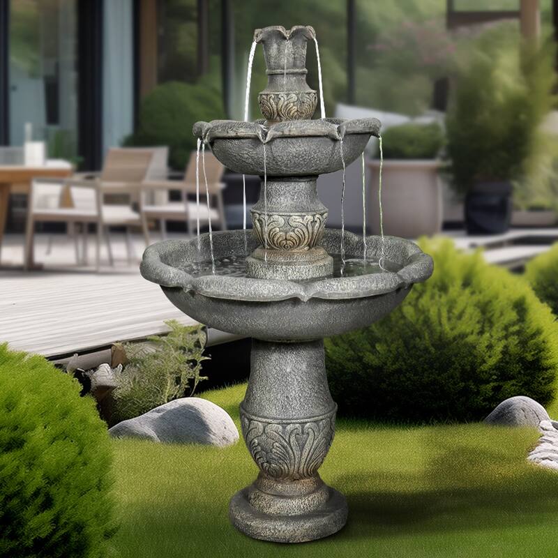 48.4" H Classical Flowerpot Shape Finial Fountain and Waterfalls for Outdoor