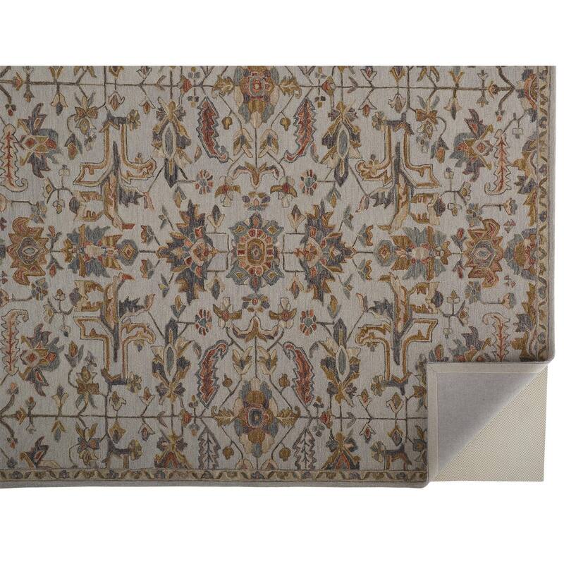 Faris Rustic Farmhouse Rug, Flora/Fauna, Gray/Golden, Accent Rug