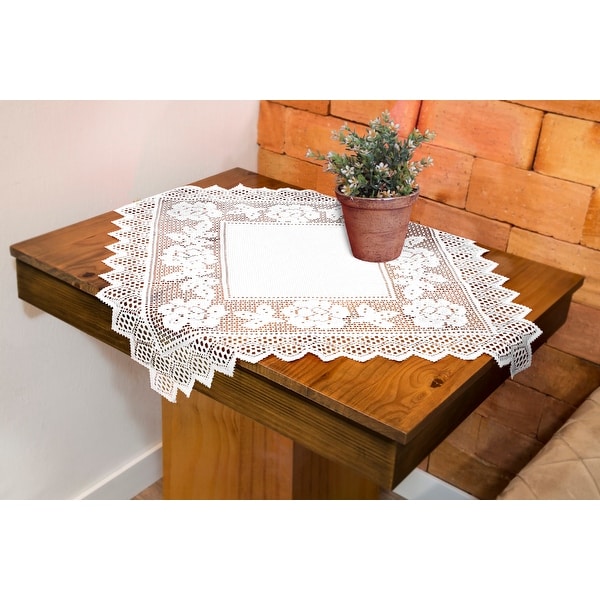 Table Topper Grega Design Brazilian Lace 29x29 Inches White Color 100 Percent Polyester