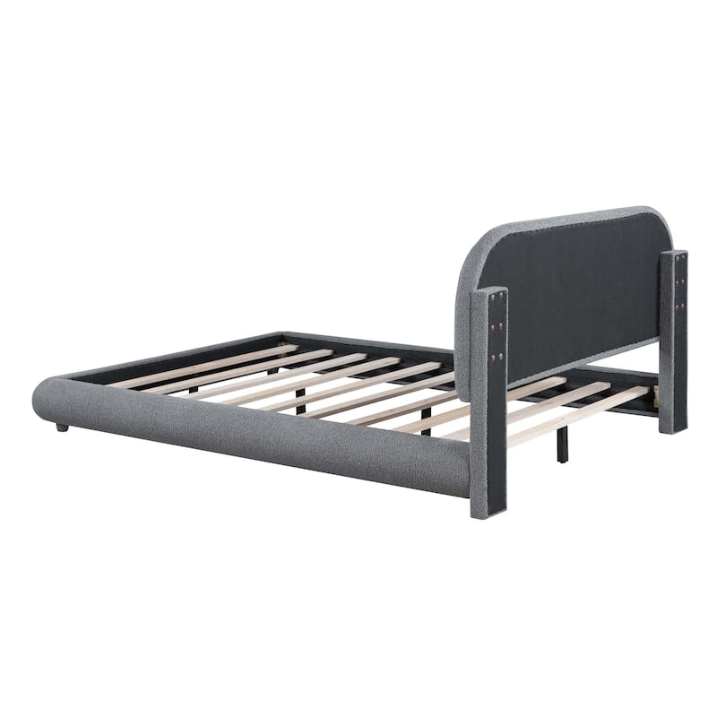 Stylish Curve-shaped Design Teddy Fleece Platform Bed