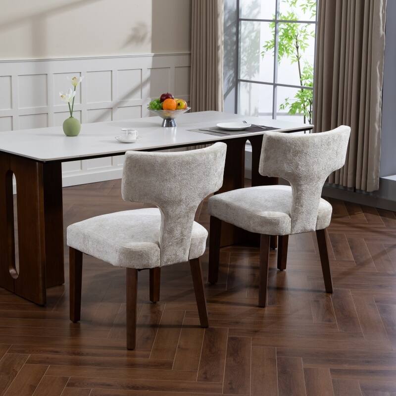 Mid Century Modern Dining Chairs Set of 2, Farmhouse Linen Fabric Upholstered Accent Chair