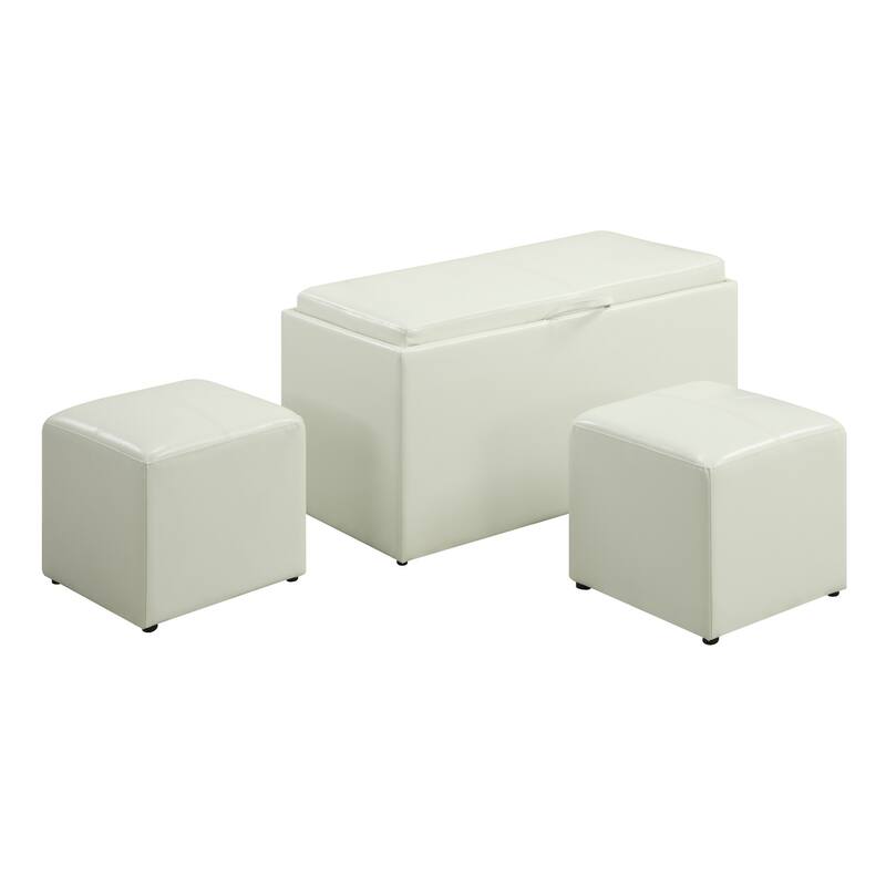 Designs4Comfort Sheridan Storage Bench with Reversible Tray and 2 Side Ottomans