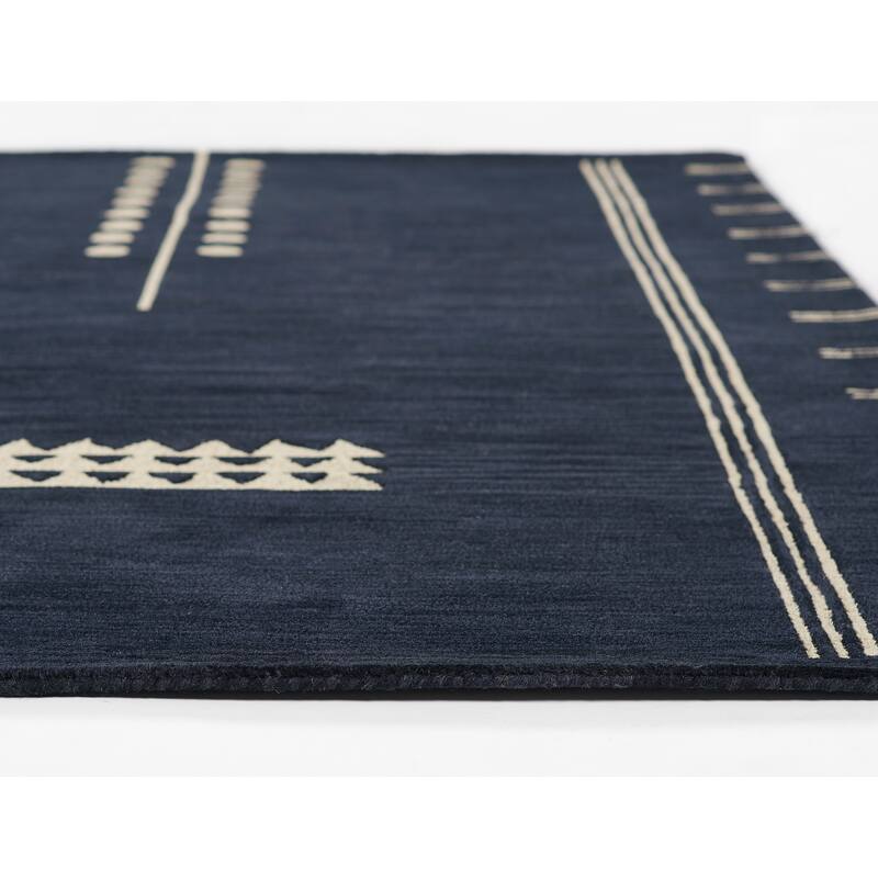Momeni Simba Navy Geometric Wool Area Rug