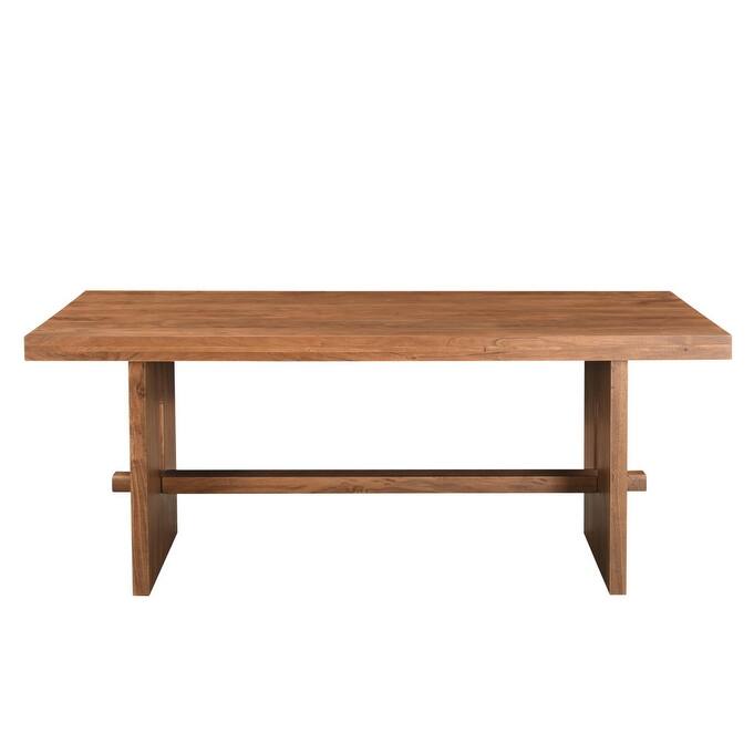 HomeRoots 75" Brown Solid Wood Trestle Base Dining Table - 75 in. x 30 in. x 38 in.