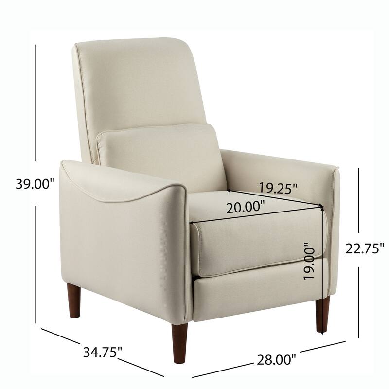 Roomfitters Push Back Recliner Chair, Modern Upholstered Accent Lounge Seating, Beige