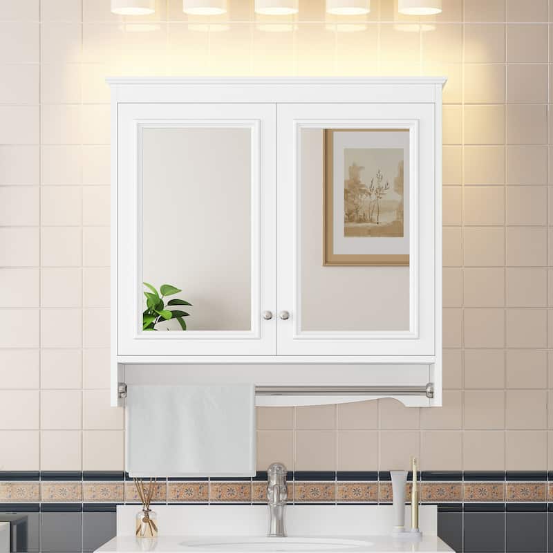 30" 3-in-1 Bathroom Mirror Medicine Cabinet - Wall Mounted with Adjustable Shelves, Soft Close Doors & High-Define Mirror - White