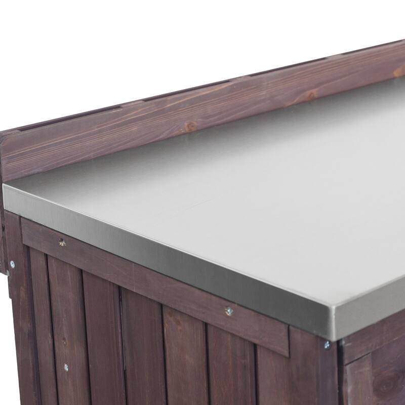 40" Outdoor Kitchen Island 2-Piece Set with 304 Sink, Faucet & Storage