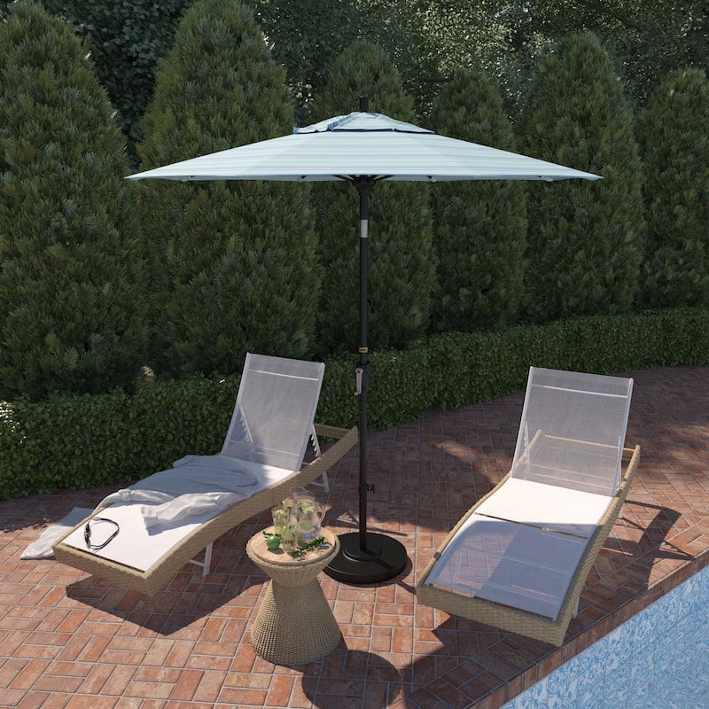 California Umbrella 75' Round Crank Lift Push Button Tilt Black Aluminum Patio Umbrella Sunbrella - Dolce Oasis