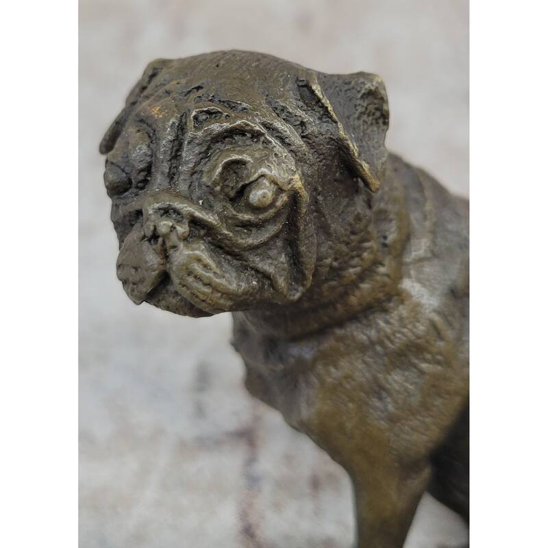 Pug Dog Bronze Miniature Statue Sculpture Figure Original Art 4 Inches X 4 Inches