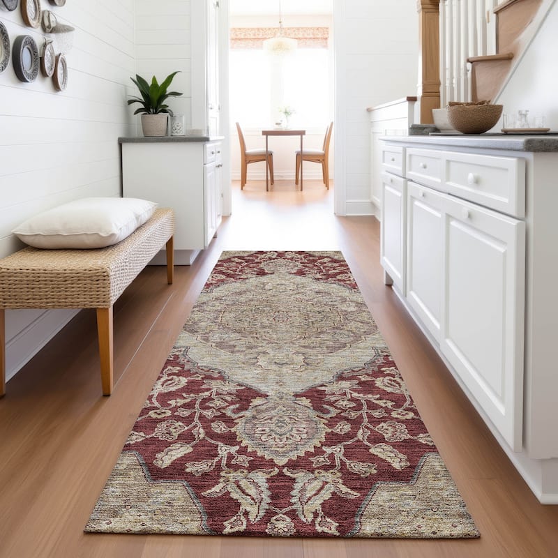 Premium Washable Super Soft Classic Traditional Mayfield Rug - Garnet - 2'3" x 7'6"