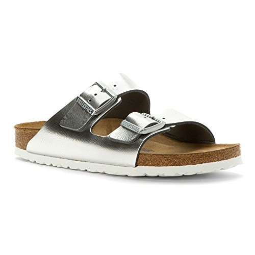 Birkenstock Women's Arizona Soft Footbed Silver Metallic Sandal