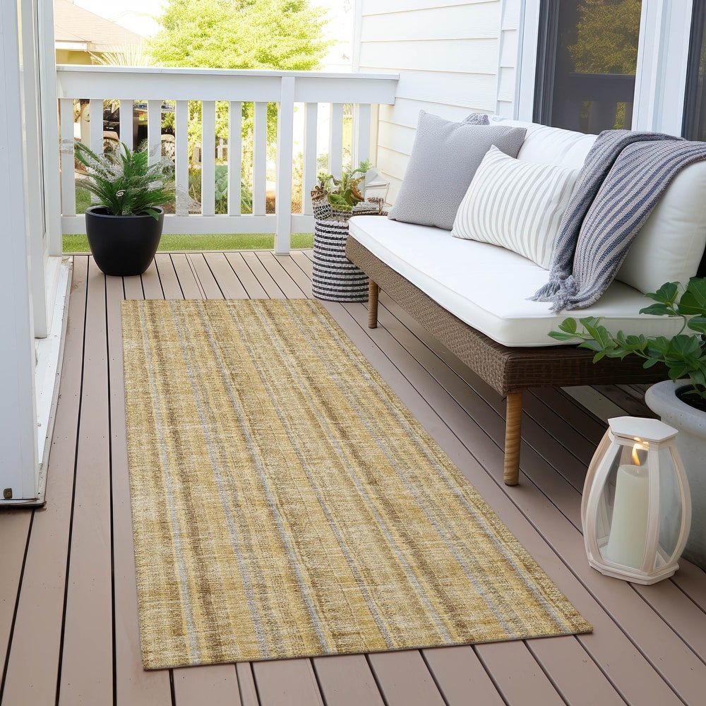 Machine Washable Indoor/ Outdoor Stripe Chantille Rug