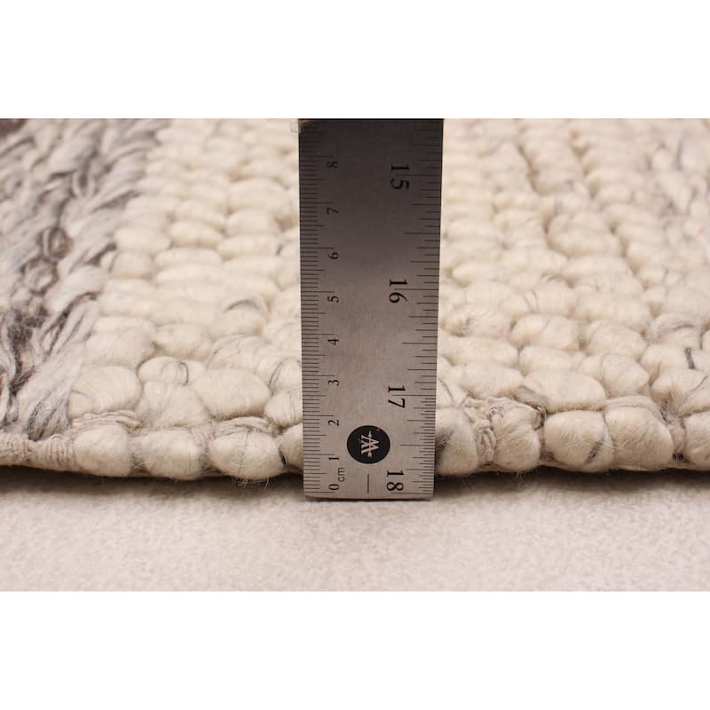 ECARPETGALLERY Braid weave Sienna Ivory Wool Rug - 8'10 x 12'8