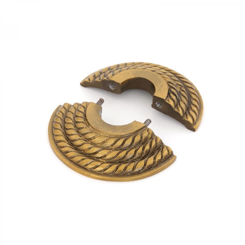 Gold Finish Radiator Flange Triple Roped 1/2" (IPS) pipe flange: 7/8" ID; 3-1/8" OD Renovators Supply - Brass - Cream