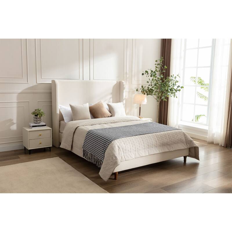 Tall Headboard Upholstered Bed Elegant Simplicity Bedroom Bed