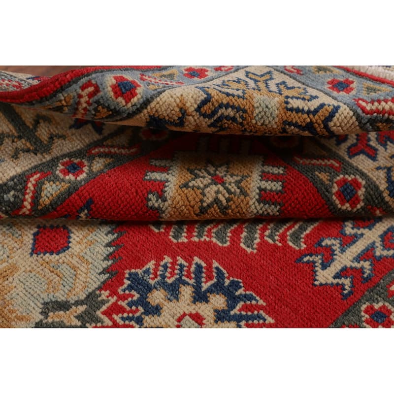 Kazak Accent Rug Handmade Traditional Red Wool Carpet - 3'2" x 4'11"