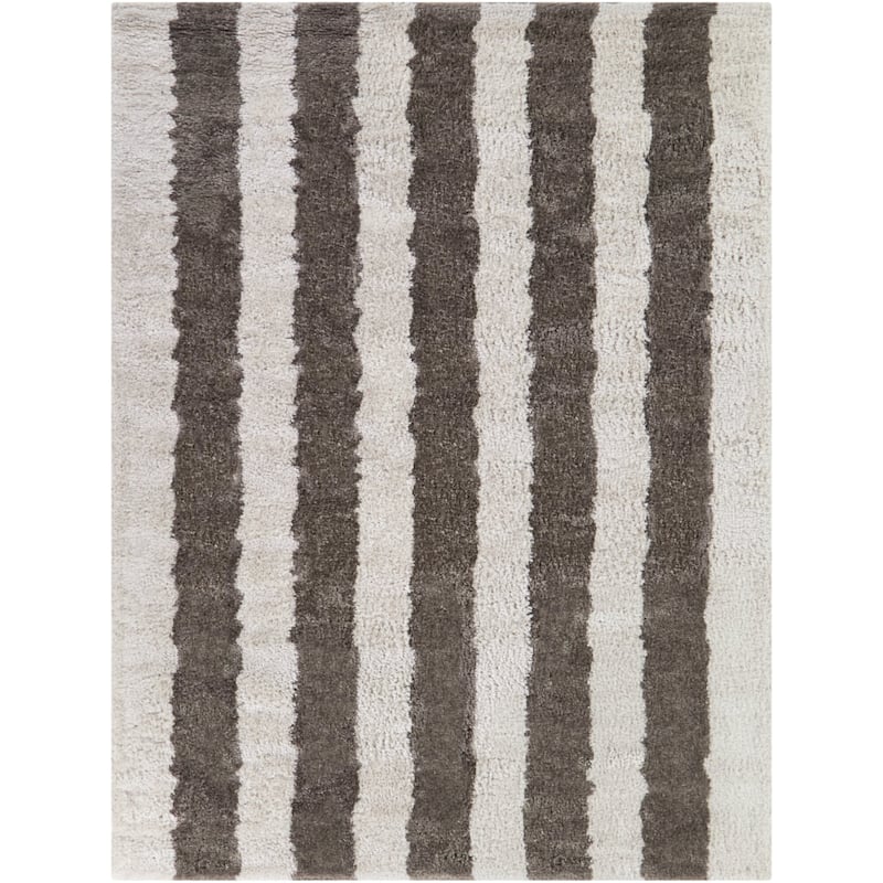 Edan Striped Recycled Area Rug - 7'10" x 10' - Brown