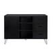 preview thumbnail 2 of 4, Buffet Cabinet with Wooden Frame and 3 Drawers, Black