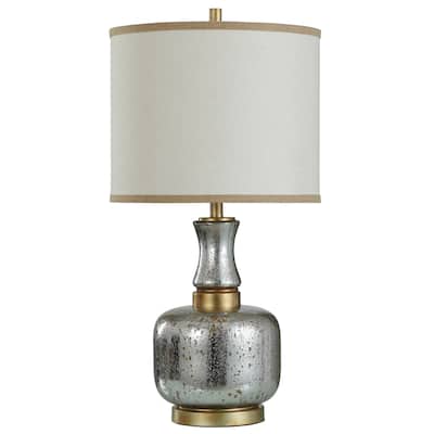 StyleCraft Eirian Antique Silver and Copper Table Lamp - White Shade