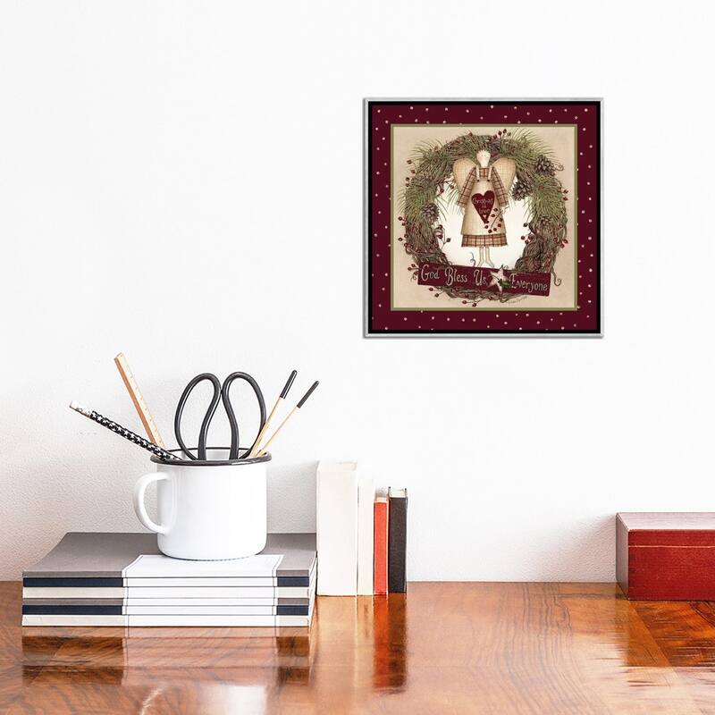 iCanvas "Folk Angel Christmas Wreath" by Lori Deiter Framed