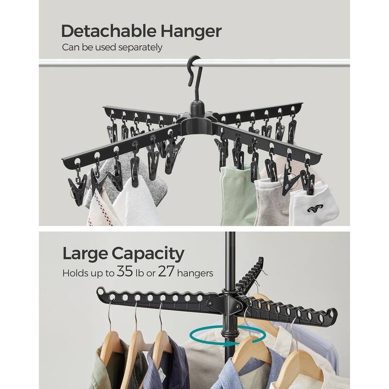 Stainless Steel Foldable Clothes Drying Rack with 360° Rotatable Arms Large Capacity and Space-Saving Design