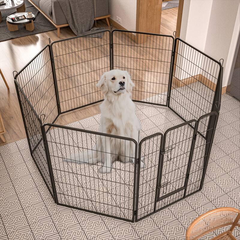 40" Heavy Duty Outdoor Dog Playpen - 8-Panel Metal Fence with Doors for Large Dogs, Ideal for Yard, Camping & Temporary Use