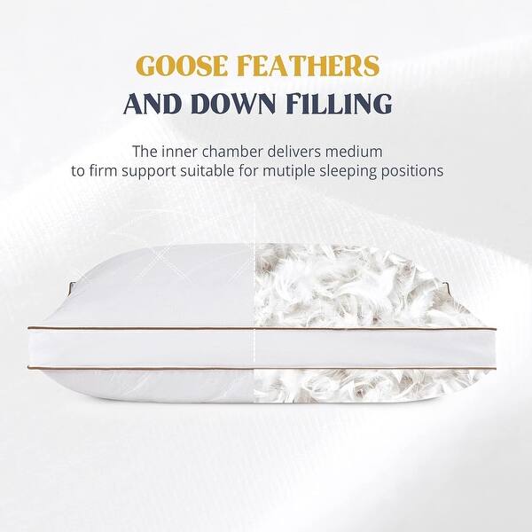 Goose Feathers and Down Pillow for Sleeping Gusseted Bed Hotel