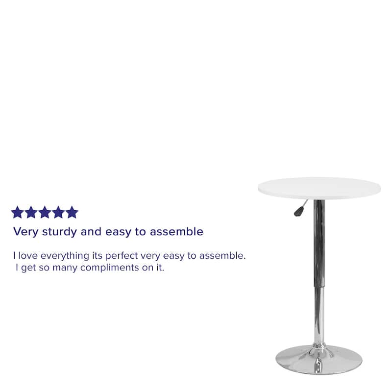 23.75" Round Adjustable White Wood Table (Adjustable Range 26.25" - 35.75")