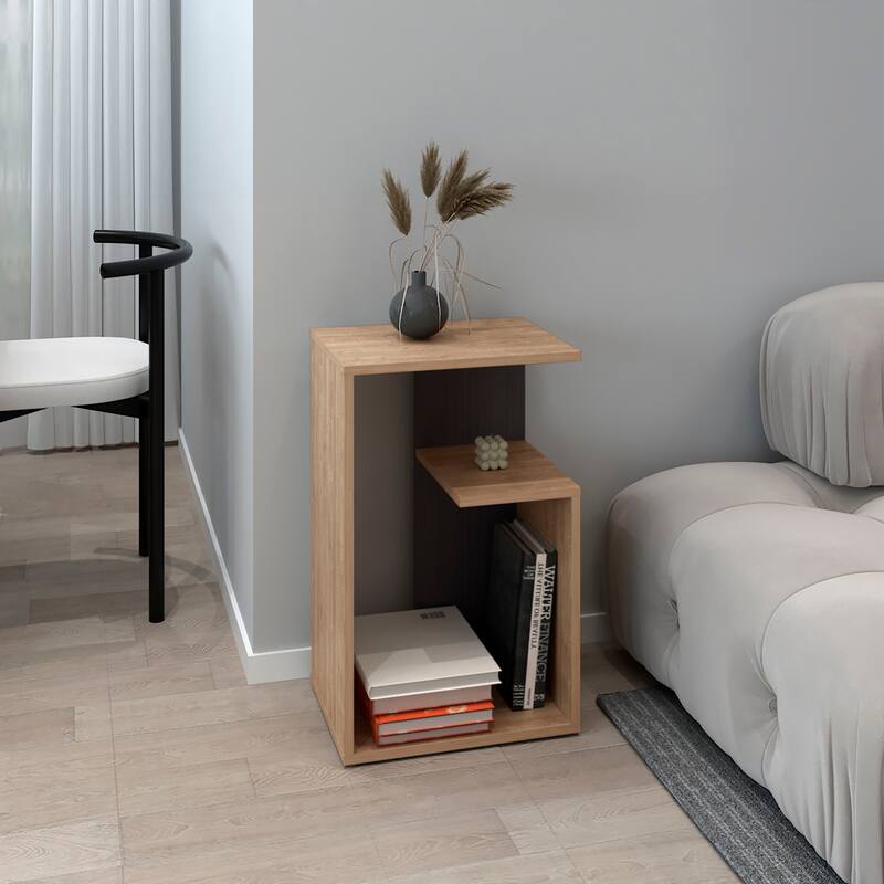 Side Table 25" H, 1 Shelf,FSC Certified CPSIA Compliant,full assembly required - Natural Wood