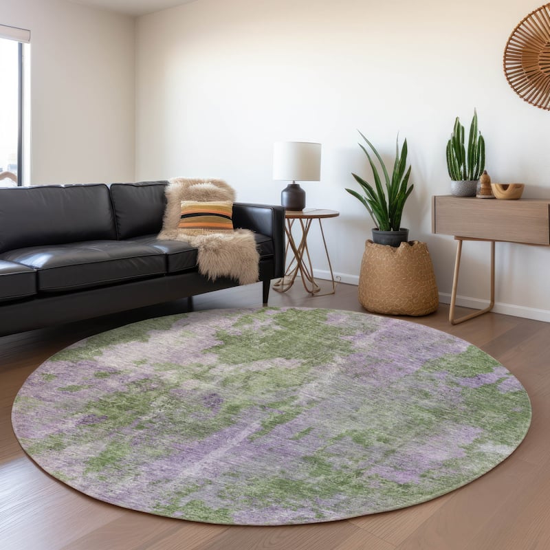 Premium Washable Super Soft Abstract Contemporary Mayfield Rug - Green - 8' x 8'