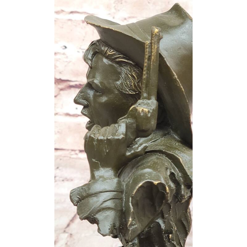 Cowboy Bronze Bust With Revolver – Western Americana Art