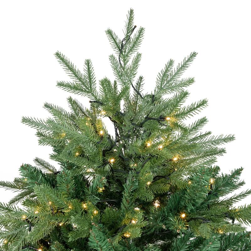 7.5' Juniper Pine Artificial Christmas Tree, Warm White LED Lights - 7.5 Foot
