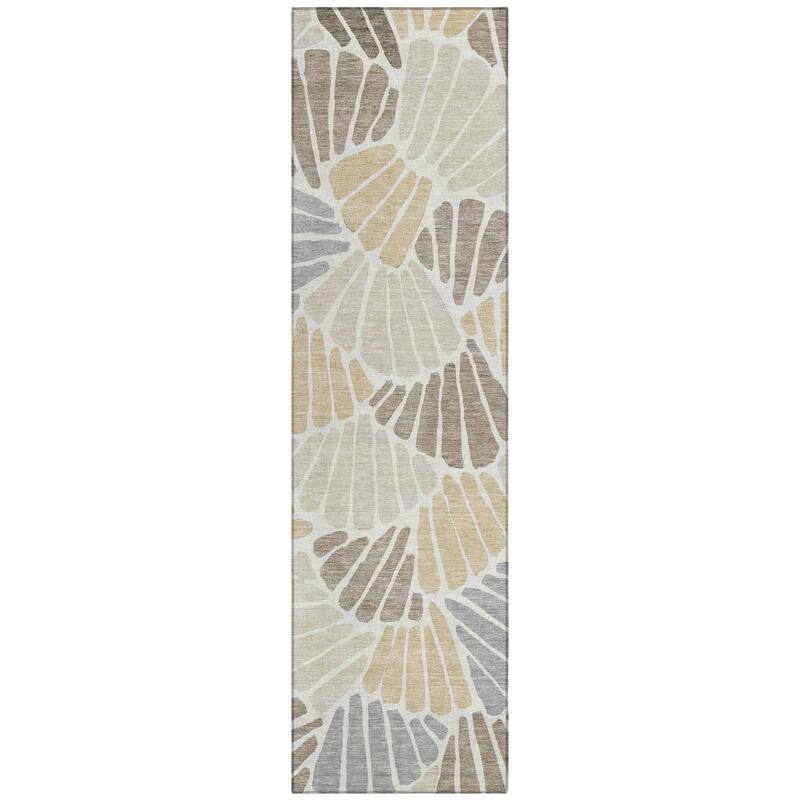 Machine Washable Indoor/ Outdoor Floral Modern Chantille Rug