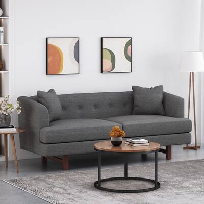 73.5" Loveseat, Family Room Fabric Sofa, Tufted Upholstered Arm Couch with Wood Legs for Living Room Bedroom