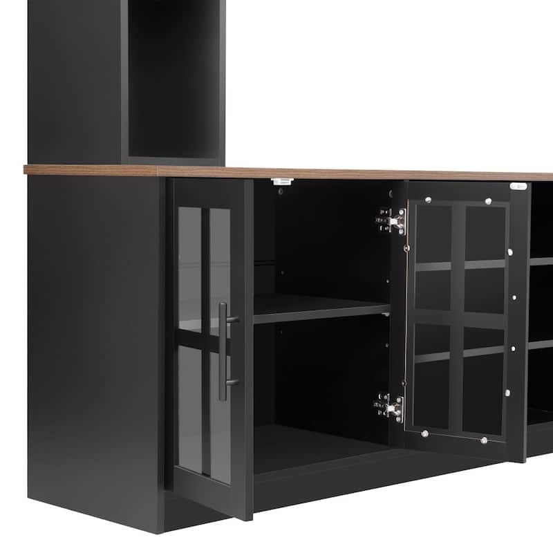 95.5" Modern TV Stand Media Console Entertainment Center with Bookshelves and Cabinets
