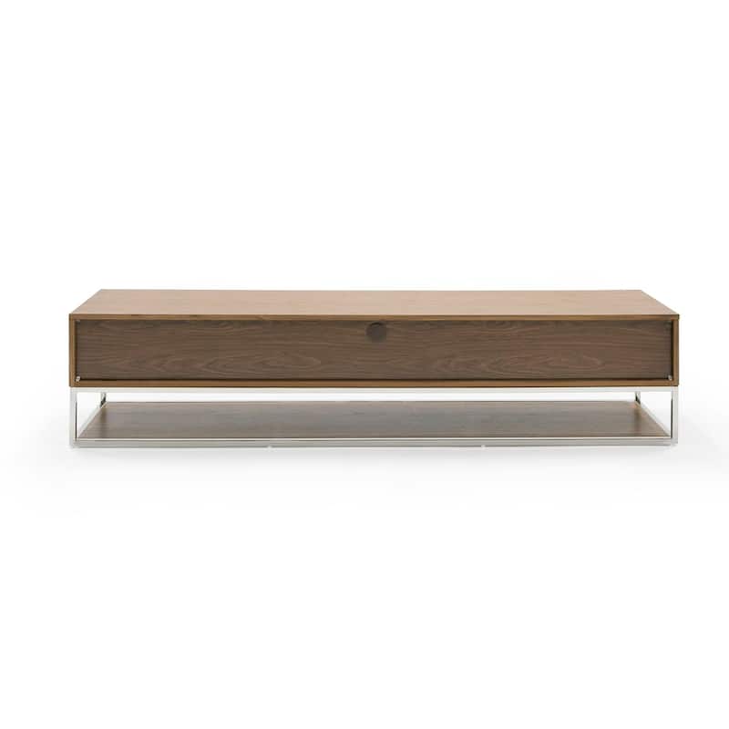 Modrest Heloise Modern Walnut and Stainless Steel TV Stand