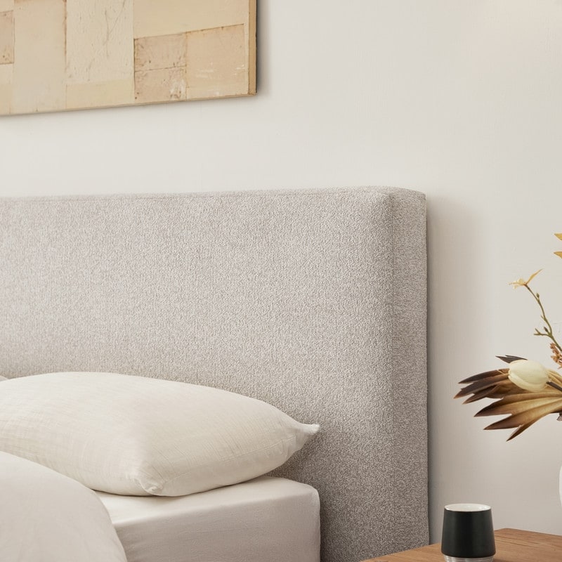Spruce & Spring Modern Boucle Upholstered Platform Bed with Solid Wood Frame