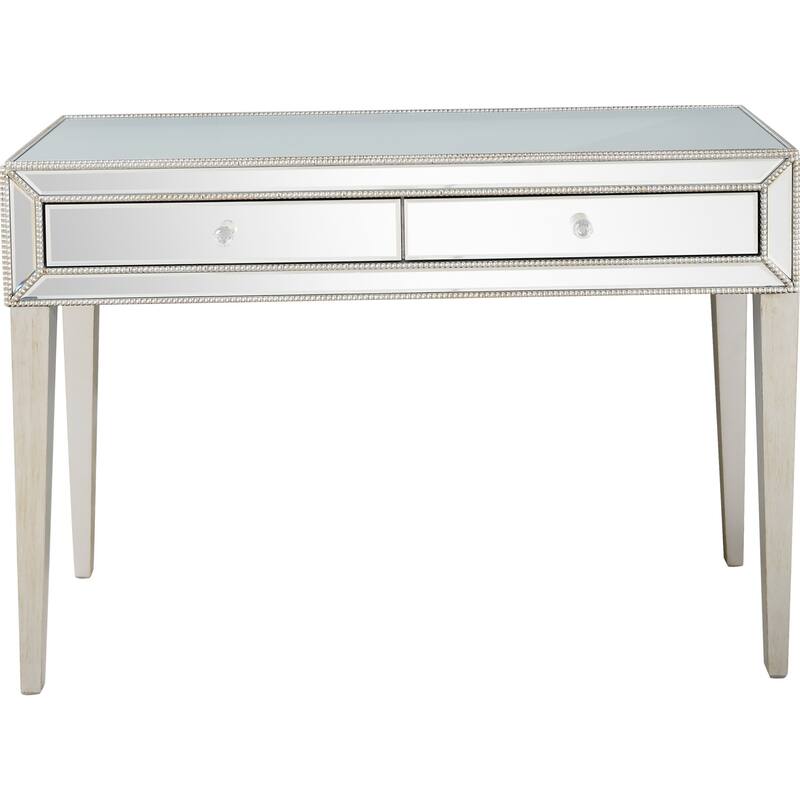 48" Stylish Silver Console Table with Mirrored Surface and Matching Mirror 2 Drawers for Living Room - 48”L x 16.8”W x 32.8”H