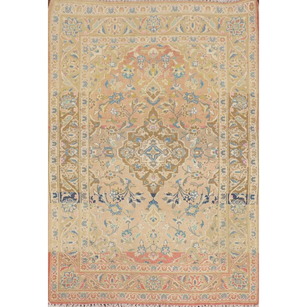 Kashan Persian Accent Rug Hand-Knotted Wool Carpet - 3'3" x 4'11"