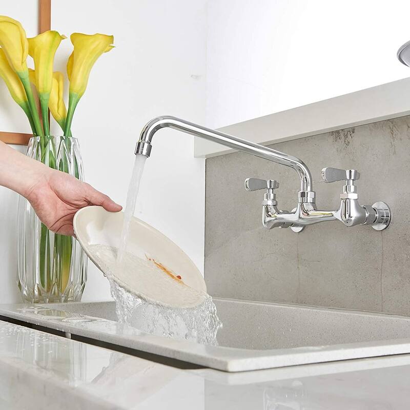 Wall Mount Kitchen Faucets,Chrome with Two Handles