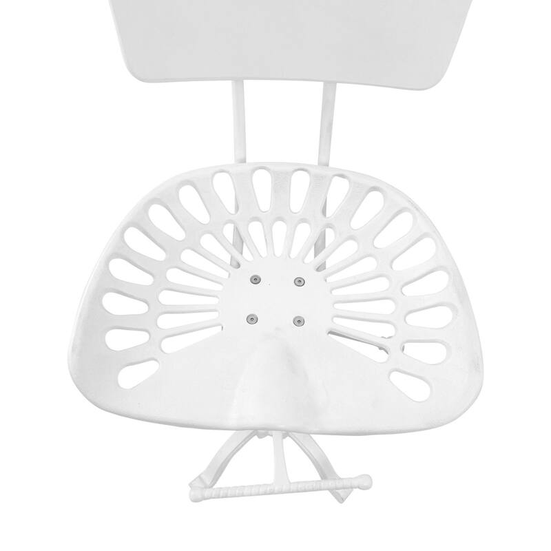 Tractor Seat Adjustable Barstool with Backrest - 36.5" - White