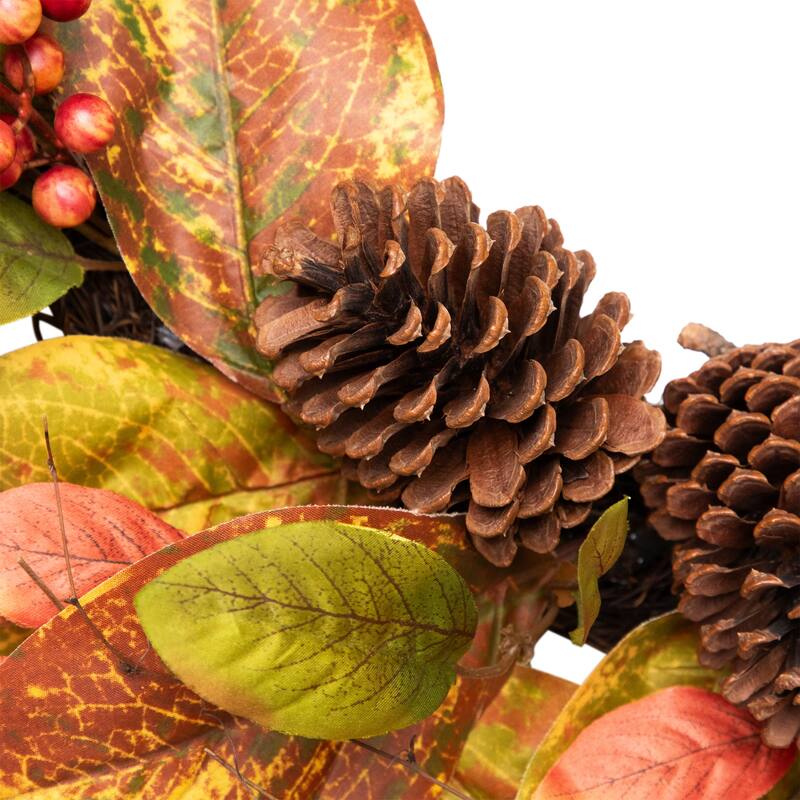 Leaves Berries Twig Artificial Thanksgiving Wreath - 26-Inch, Unlit
