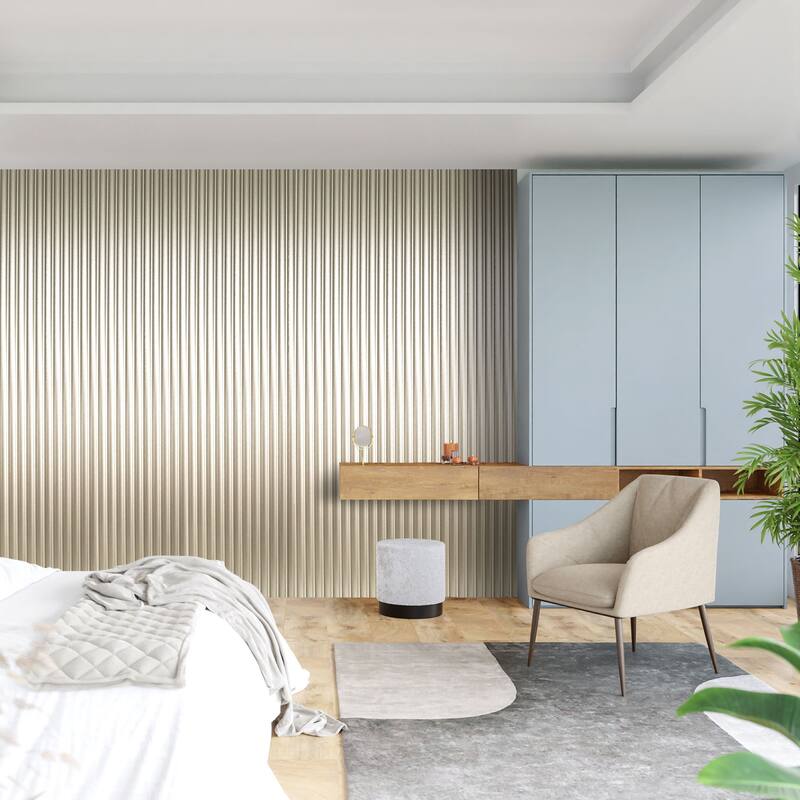 Art3d 104'' X 6.3'' Fluted Wall Panel for Interior Decor, WPC Wall Panel, Metal Finish,8pcs - N/A