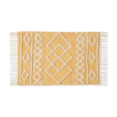 Scandinavian Honey Gold Printed Hand-Loomed Shag Rug 2x3 Ft