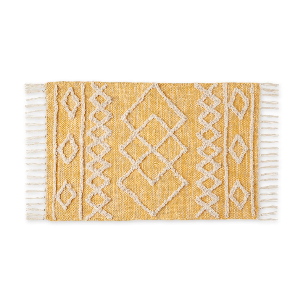 Scandinavian Honey Gold Printed Hand-Loomed Shag Rug 2x3 Ft